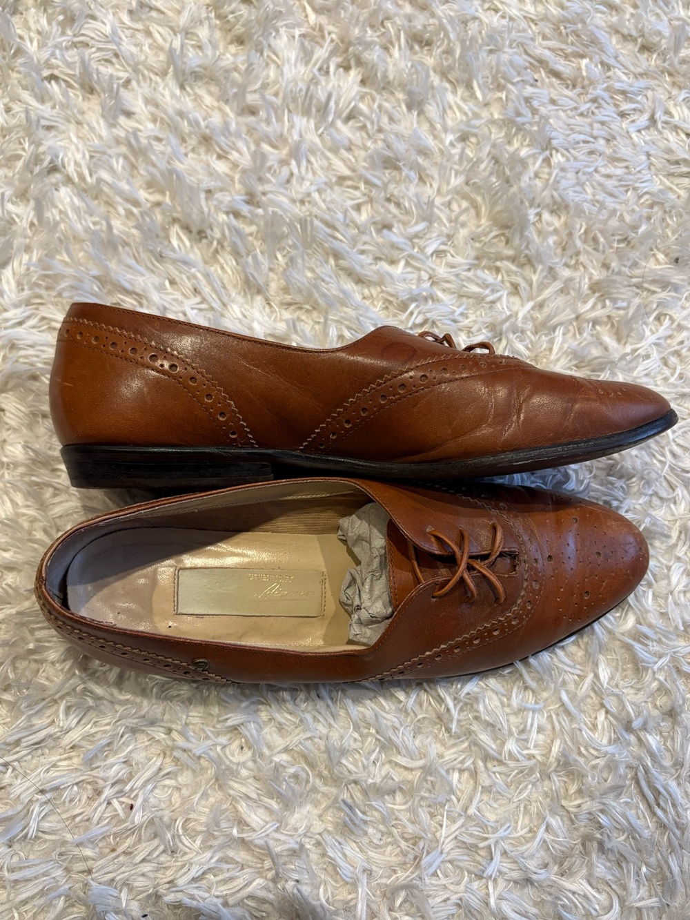 Women’s Cognac Leather Derby Oxfords